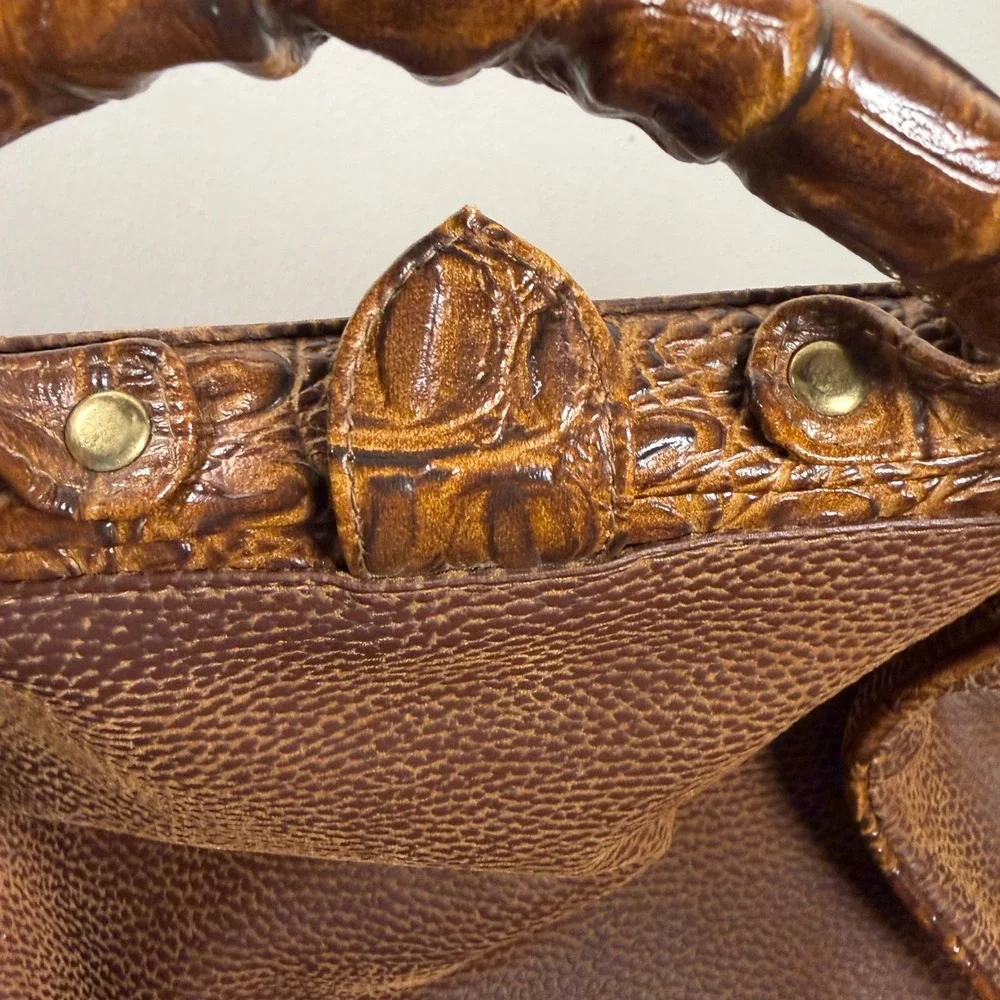 Swing Doctor Bag Satchel Women Medium Brown Vintage Croc Embossed Faux Leather
